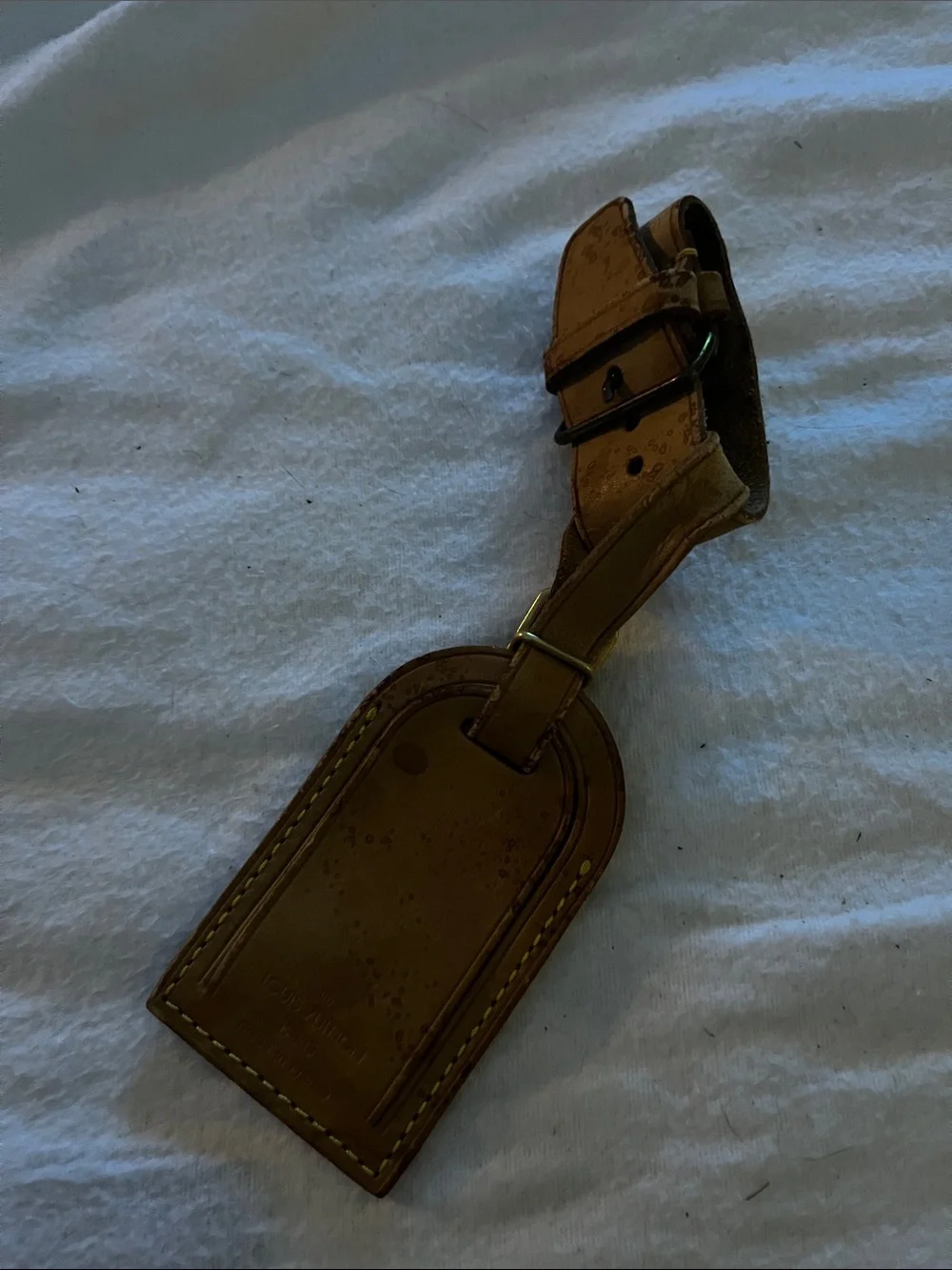 LV Leather Luggage Tag - Tan